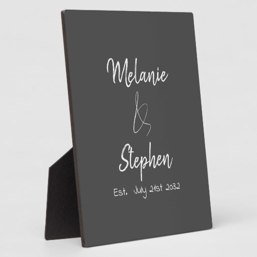 Elegant Couple Names Date Script Typogray Fotoplatte (Seite)