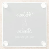 Elegant Couple Names Date Script Typogray Glasuntersetzer (Rückseite)