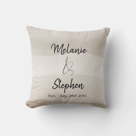 Elegant Couple Names Script Typograal Neutral Kissen (Vorderseite)