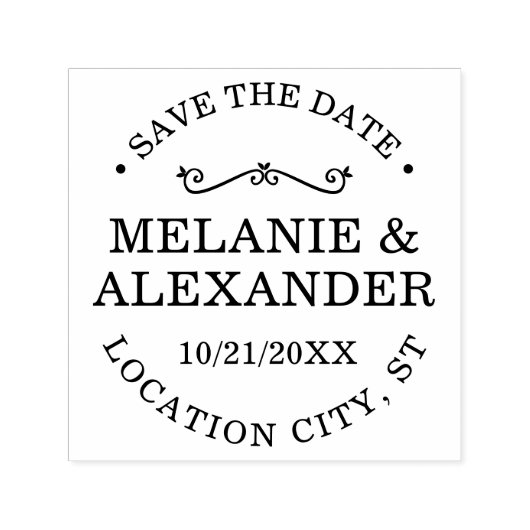 Elegant Couple Wedding Round Save the Date Permastempel (Design)
