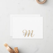 Elegant Couples Gold Black Monogram Logo Mitteilungskarte (Vorderseite/Rückseite Beispiel)