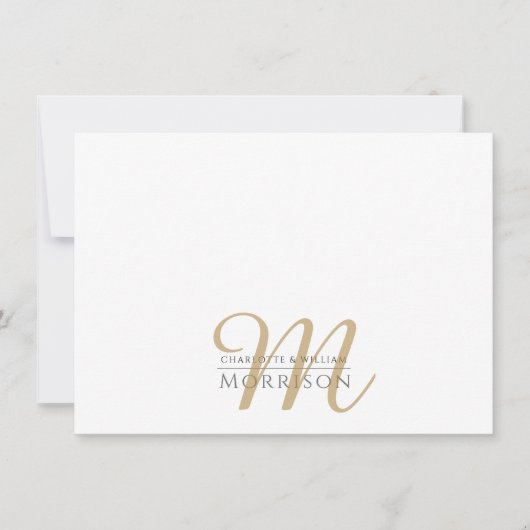 Elegant Couples Gold Black Monogram Logo Mitteilungskarte (Vorderseite)