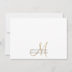 Elegant Couples Gold Black Monogram Logo Mitteilungskarte