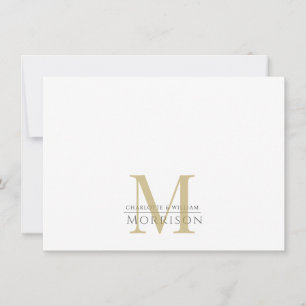 Elegant Couples Gold Black Monogram Logo Mitteilungskarte