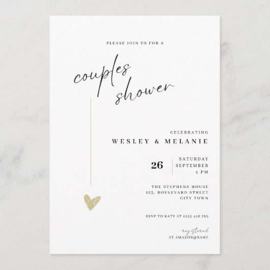 Elegant Couples Shower Calligraphy Typo Wedding  Einladung (Vorderseite)