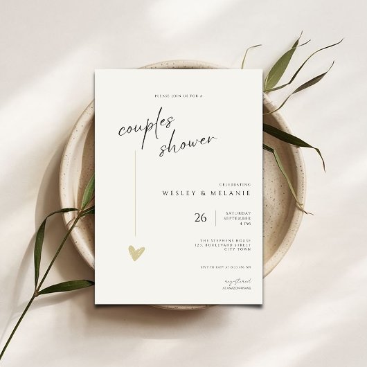 Elegant Couples Shower Calligraphy Typo Wedding Einladung