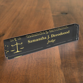Elegant Court Judge Black Desk Nameplate Namensplakette