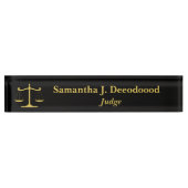 Elegant Court Judge Black Desk Nameplate Namensplakette (Vorderseite)