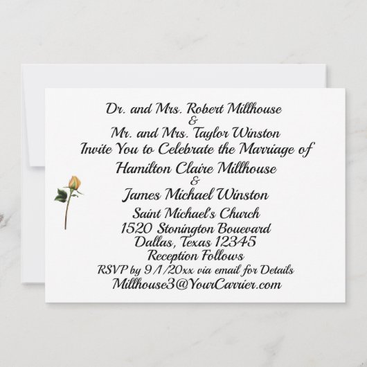 Elegant Cowboy Hat Yellow Rose Einladung zur Hochz (Rückseite)