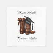 Elegant Cowgirl Bow Boots Graduation Serviette (Vorderseite)