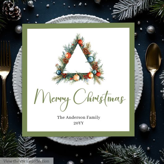 Elegant Cozy Boho Scandinavian Pine Wreath Dinner Serviette