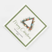 Elegant Cozy Boho Scandinavian Pine Wreath Dinner Serviette (Ecke)