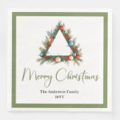 Elegant Cozy Boho Scandinavian Pine Wreath Dinner Serviette (Vorderseite)