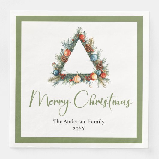 Elegant Cozy Boho Scandinavian Pine Wreath Dinner Serviette (Vorderseite)