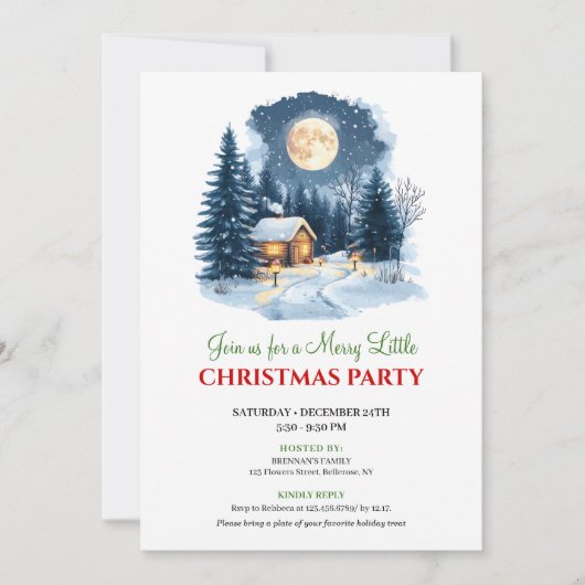 Elegant Cozy Christmas Scene Digital Invitation Einladung (Vorderseite)