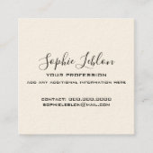 Elegant Cream and Black Card with Script Name Quadratische Visitenkarte (Vorderseite)