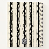 Elegant Cream and Black Stripes Heart Custom Name Notizblock (Rückseite)