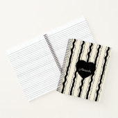 Elegant Cream and Black Stripes Heart Custom Name Notizblock (Innenseite)