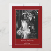 Elegant Cream and Burgundy Wedding Photo Dankeskarte (Rückseite)