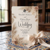 Elegant Cream Boho Rose Rustic Wedding Einladung