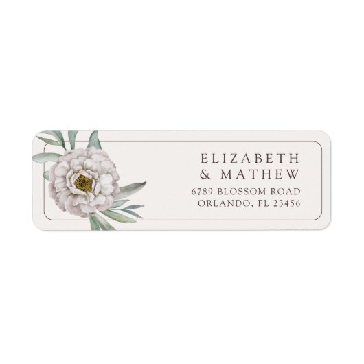 Elegant Cream & Brown Floral Wedding Label (Vorne)