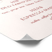 Elegant Cream & Burgundy Wedding Signature Drinks Poster (Ecke)