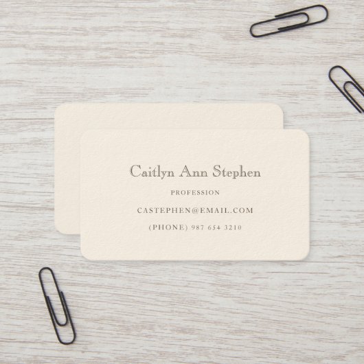 Elegant Cream Business Card Visitenkarte (Vorderseite/Rückseite Beispiel)