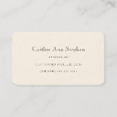 Elegant Cream Business Card Visitenkarte (Vorderseite)
