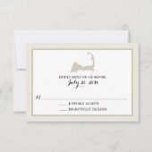 Elegant Cream Cape Cod Map Wedding RSVP (Vorderseite)