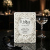 Elegant Cream Faux Sculpted Swans Wedding   Einladung