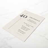 Elegant Cream & Gold 40th Birthday Celebration Folieneinladung (Gedreht)