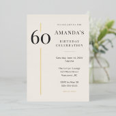 Elegant Cream & Gold 60th Birthday Celebration Folieneinladung (Stehend vorne)
