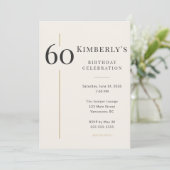 Elegant Cream & Gold 60th Birthday Einladung (Stehend Vorderseite)