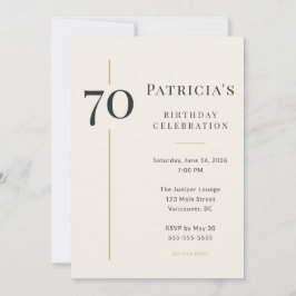 Elegant Cream & Gold 70. Geburtstag Einladung