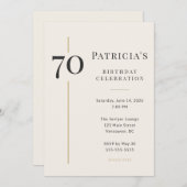 Elegant Cream & Gold 70th Birthday Einladung (Vorne/Hinten)