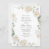 Elegant Cream Peony Rose Garden Bridal Shower Einladung (Vorderseite)