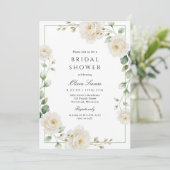 Elegant Cream Peony Rose Garden Bridal Shower Einladung (Stehend Vorderseite)