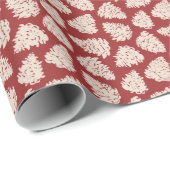 Elegant Cream Pinecones Red Wrapping Paper Geschenkpapier (Rolleneckpunkt)
