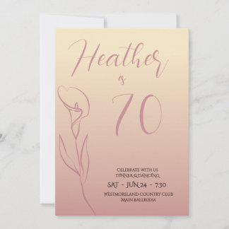 Elegant Cream Pink Floral 70th Birthday Invitation Karte