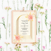 Elegant Cream Roses Golden Luxury Bridal Shower Einladung