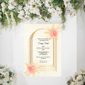 Elegant Cream Roses Golden Luxury Bridal Shower Einladung
