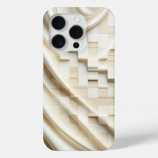 Elegant Cream Satin Drapery & 3D Cube Phone Case (Rückseite)