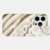 Elegant Cream Satin Drapery & 3D Cube Phone Case (Rückseite (Horizontal))