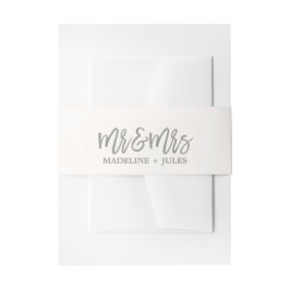 Elegant Cream White und Gray "Mr & Mrs." Wedding Einladungsbanderole