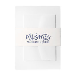 Elegant Cream White und Navy "Mr & Mrs." Wedding Einladungsbanderole