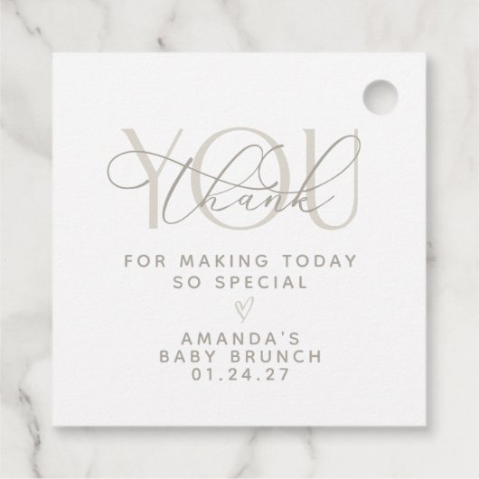 Elegant Creamy Neutral Danke Geschenkanhänger (Rückseite)