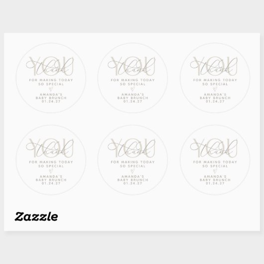 Elegant Creamy Neutral Danke Runder Aufkleber (Blatt)