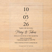 Elegant Creamy White Minimalist Wedding Acryleinladungen (Vorderseite)