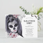 Elegant Creepy Masked Lady | HALLOWEEN-PARTY Einladung (Stehend Vorderseite)