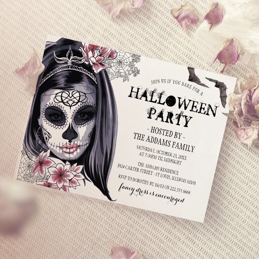 Elegant Creepy Masked Lady | HALLOWEEN-PARTY Einladung